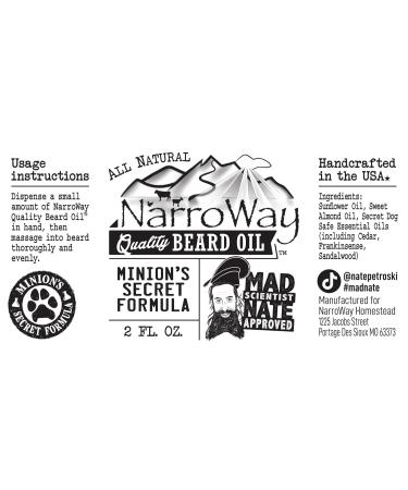 Narroway All Natural Beard Oil - Min's Secret Formula | 2 Fl Oz | Premium Beard Care for Men | International Shipping Available - Buy Online on GoSupps.com