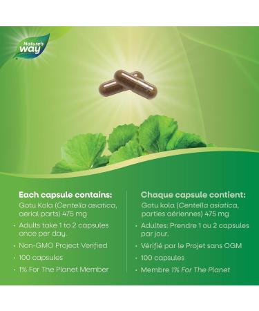 Nature's Way Gotu Kola Antioxidant 100 Vegetarian Capsules 100 count (Pack of 1) - Buy Online on GoSupps.com