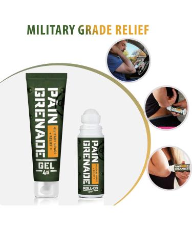 Plant Powered Roll-On Gel by Pain Grenade - Cooling and Warming Gel with Arnica Menthol Camphor Glucosamine and Other All Natural Botanicals - 3 - Pack - Buy Online on GoSupps.com