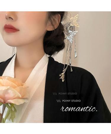 Fleymu Metal Hair Clips 1 Piece Silver Butterfly Tassel Hair Clips 1 Piece Suzuran Flower Vintage Tassel Hair Clips Delicate Women's Hair Clips Fashion Non-Slip Metal Hair Clips Hair Accessories - Buy Online on GoSupps.com