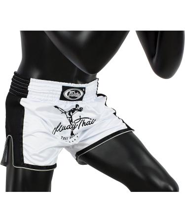 Faitex Slim Cut Muay Thai Boxing Shorts - White (Large) - Buy Online on GoSupps.com