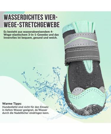 Eyin Dog Shoes - Water Repellent Non-Slip Paw Protection for All Dog Sizes | 4 Pack with Reflective Velcro Fastener - Green Size 8 - Buy Online on GoSupps.com