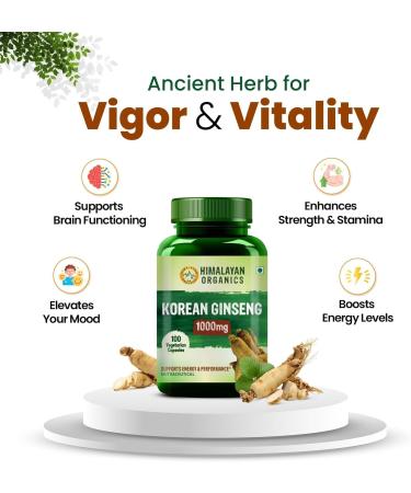 Korean Red Ginseng 1000mg for Men | Supports Brain Function Boosts Immunity Energy & Focus (100 Capsules) - Buy Online on GoSupps.com