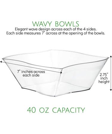 PLASTICPRO Disposable Wave Design Square Serving Bowls (4 Pack) - Heavy Duty Snack or Salad Bowls for Parties - Buy Online on GoSupps.com