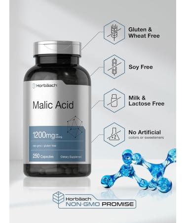 Horb ach Malic Acid Capsules | 1200mg | 250 Count | Non-GMO and Gluten Free Supplement - Buy Online on GoSupps.com