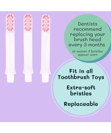 Toothbrush Toys Replacement Heads for Kids - Ultra Soft Bristles Pack of 3 Compatible with Pink Handles - Gentle Cleaning - Buy Online on GoSupps.com