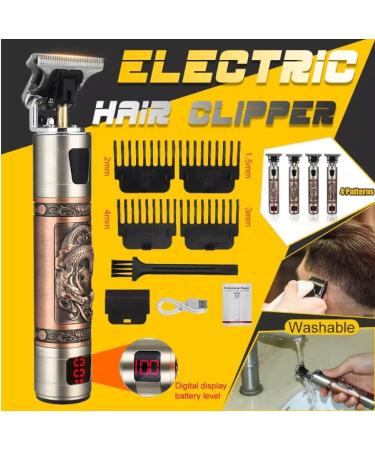 Professional Mens Hair Clippers Zero Gapped Cordless Hair Trimmer Professional Haircut & Grooming Kit for Men Rechargeable LED Display Skull Ornament - Buy Online on GoSupps.com