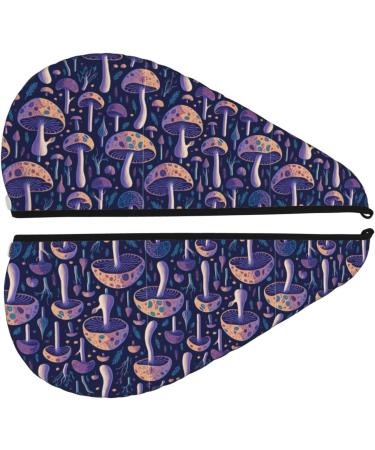 Floral Hippie Mushroom Hair Towel Wrap - Quick Drying Hair Turban with Button | Hair Drying Towel for Effortless Styling - Buy Online on GoSupps.com