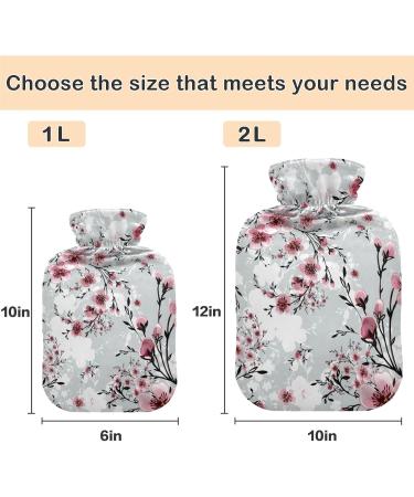 NAANLE Cherry Blossom Hot Water Bottle - 2L Transparent Heat Bottle for Back Pain Relief & Cold Therapy - Hand & Foot Warmer - Buy Online on GoSupps.com