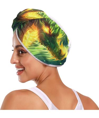 Super Absorbent Angry Green & Yellow Dragon Hair Towel 2 Pack - Quick Dry Hair Turbans for Women & Girls - Buy Online on GoSupps.com