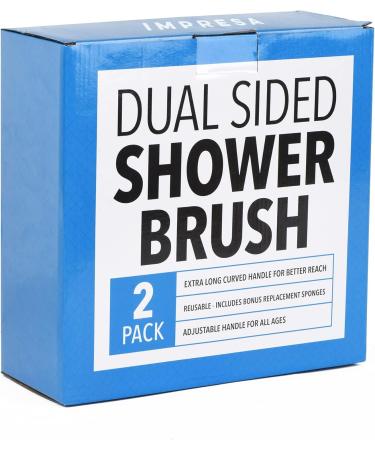 2 Pack Extra Long Handled Shower Scrub Brush Set with Loofah & Exfoliating Sponge - Body Scrubber for Radiant Glow - Includes 2 Loofahs & 2 Buff Sponges - Buy Online on GoSupps.com