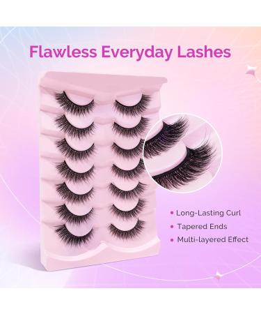 Buy MelodySusie Natural Eyelashes - 7 Pairs Wispy 13mm Short Mink Strip Lashes - Fluffy Cat Eye Lashes (No Glue Included) - Perfect for Natural Look - Buy Online on GoSupps.com