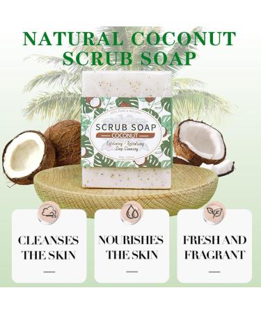 Coconut Oil Soap Bars - Soap for Body & Face - Shampoo Bar for Women - Natural Soap for Skin - Fresh Scent & Rich Foam 100g - Buy Online on GoSupps.com
