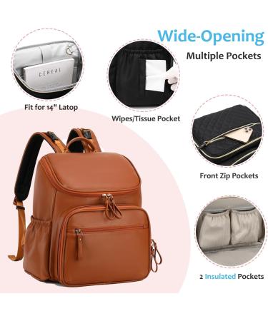 Loradi Large Capacity Diaper Bag Backpack with Stroller Clips | Water-Repellent Anti-Theft Travel Backpack - Dark Brown - Buy Online on GoSupps.com