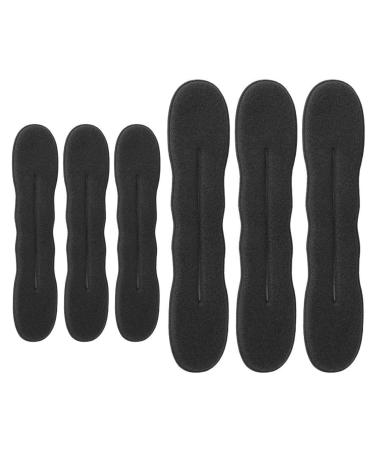 6-part hair cutter improved version hair needle sponge clip hair styling donut hair twist wreath donut tool 3 large and 3 small (black)