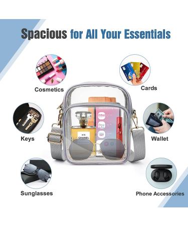 Coromay Clear Crossbody Bag - Stadium Approved TPU Clear Purse (Silver) - Buy Online on GoSupps.com