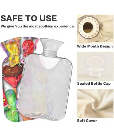 Shop Multicolored 2L Heat Bottle with Cover - Ideal for Pain Relief & Heat Therapy | Stylish Watercolor Ice Cream Design - Buy Online on GoSupps.com