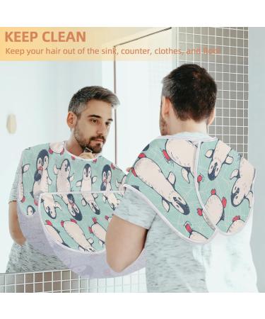 Cartoon Penguins Beard Bib Apron | Non-Stick Waterproof Beard Cape for Men | Hair Catcher & Grooming Cloth with Suction Cups | Perfect Gifts for Men - Buy Online on GoSupps.com