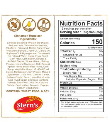 Cinnamon Rolls | Cinnamon Buns | Breakfast Pastry | Rugelach Pastries Cinnamon Croissants | No Coloring Added | Dairy & Nut Free | 12 oz Sterns Bakery Cinnamon Rugelach 12 Ounce (Pack of 1) - Buy Online on GoSupps.com