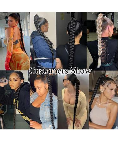 24 Inch 1B Wrap-Around Long Braids Ponytail Extension for DIY Hair Styles | Reusable Woman Braiding Ponytail | Sharopul - Buy Online on GoSupps.com