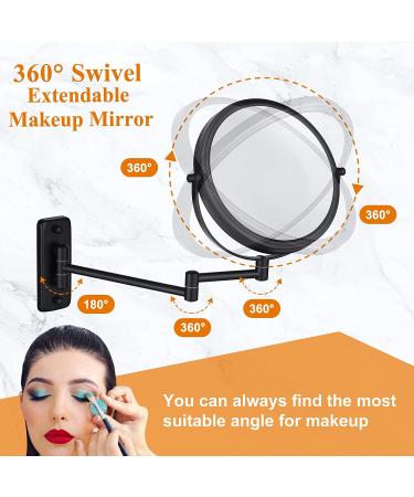 Black Wall Mounted Makeup Mirror 8 Inch Double Sided Vanity Magnifying Mirror - 5X Magnification - DECLUTTR - Buy Online on GoSupps.com