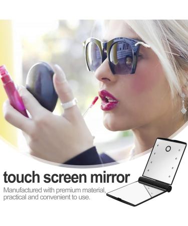 Minkissy Compact Mirror LED Travel Cosmetic Mirror Double Sided Pocket Cosmetic Mirror Foldable Portable Mirror for Women Black - Buy Online on GoSupps.com
