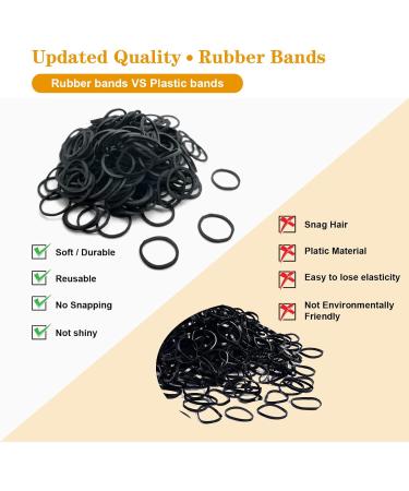 500pcs Black Elastic Hair Bands with Box - Small Hair Rubber Bands for Women, Kids, Braids, Beard - Soft Mini Elastics Ties - Buy Online on GoSupps.com