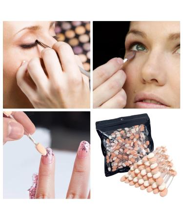 100 Pieces Double-Headed Sponge Nail & Eyeshadow Brushes - Portable Travel Makeup Brush Set (Black & White - Buy Online on GoSupps.com