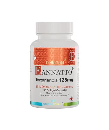 E Annatto Tocotrienols Deltagold 125mg Vitamin E Tocotrienols Supplements 60 Softgel Tocopherol Free Supports Immune Health & Antioxidant Health (90% Delta & 10% Gamma) (Pack of 1)