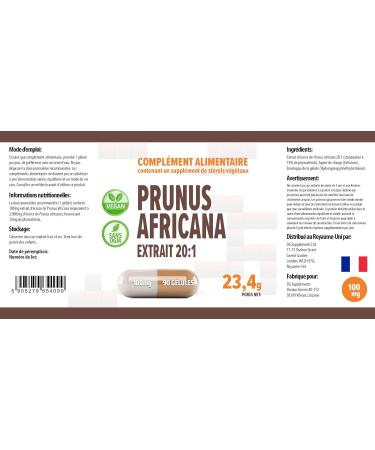 Pygeum Africanum 20000mg Equivalent Extract - 90 Vegan Capsules | High Strength, 13% Phytosterols, Gluten & GMO Free - Buy Online on GoSupps.com