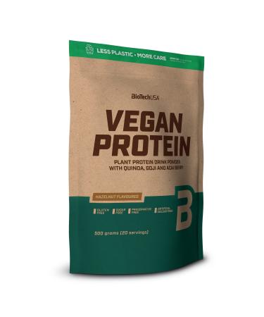 BioTechUSA Vegan Protein - Rice and Pea-Based Shake with Superfoods and Amino Acids - Sugar Lactose and Gluten-Free 500 g Hazelnut Hazelnut 500 g (Pack of 1)