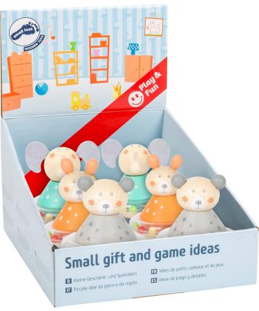 Small Foot Display Stand-Up Toy Pastel Bear Rabbit and Elephant 6 Pieces Made of Wood from 8 Months 11769