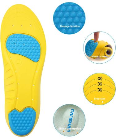 Memory Foam Orthotic Insoles for Plantar Fasciitis with Arch Support - Men 8-10.5/Women 7.5-10 UK - Shock Absorption Metatarsal Pad - Stoma Design - Unisex - Buy Online on GoSupps.com