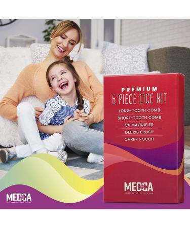 Premium 5 Piece Lice Kit - Nit Removal Set with Fine Tooth Comb and Magnifier - Removes Lice and Eggs, Comfortable Rounded Tips - Full Treatment Louse Comb Set - Buy Online on GoSupps.com