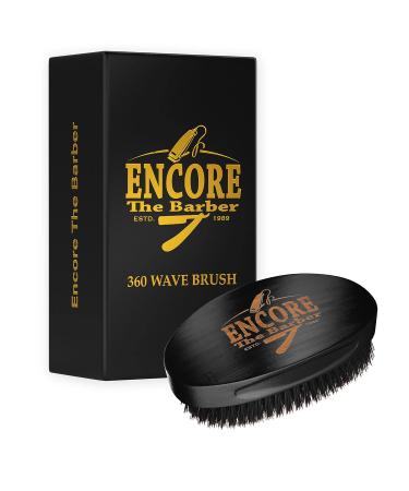 Encore Barber 360 Wave Brush - Medium Boar Bristle | Curved Palm for Men's Hair - Black - Buy Online on GoSupps.com