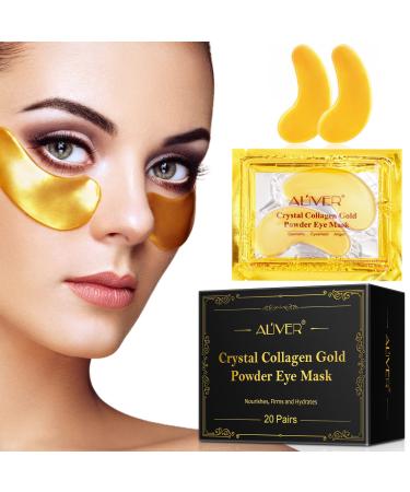 LKSJBQ Eyes pads 20 pairs eye pads against dark circles 24k gold eye mask rich hyaluronic acid collagen effective folding and swelling dark circles eye mask moisture