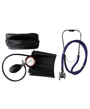 Blood pressure monitor 1-tube upper arm + stethoscope Rappaport/double head stethoscope dark blue 1 piece ( 1 set - 2 items)