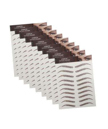 VINTORKY 9 Sheets Waterproof Eyebrow Stickers Artificial Eyebrows for Women 6d Hair-like Eyebrows Stickers 3d