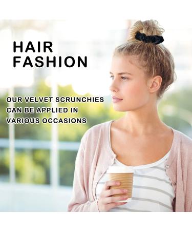 Whaline 12 Pack Velvet Hair Scrunchies - Soft Elastic Hair Bands in Black - Buy Online on GoSupps.com