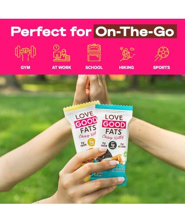 Love Good Fats Keto Protein Snack Bars - Chewy Nutty Variety Pack - 12 Pack - Buy Online on GoSupps.com