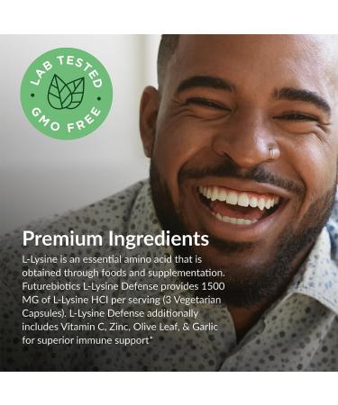 Futurebiotics L-Lysine Defense Immune Support Complex 1500 MG Per Serving with Vitamin C Zinc Olive Leaf & Garlic - Non-GMO 90 Vegetarian Capsules 90 Count (Pack of 1) - Buy Online on GoSupps.com