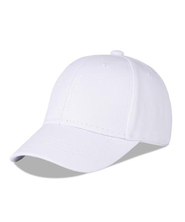 LANGZHEN 100% Cotton Outdoor Children's Kids Plain Baseball Cap Hat Adjustable Sun Hat for Girls Boys 2-4 Years White