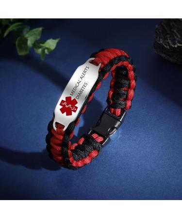 Emergency Medical Alert Bracelets - Custom Engraved Titanium Steel | Adjustable Non-Tarnish Gift for Men & Women - Buy Online on GoSupps.com