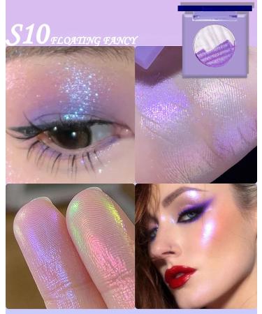 Purple Glitter Eyeshadow Palette: Multichrome Metallic Shimmer - High-Pigmented, Long-Lasting Holographic Duochrome Highlighter - Korean Eye Makeup | S10 - Buy Online on GoSupps.com
