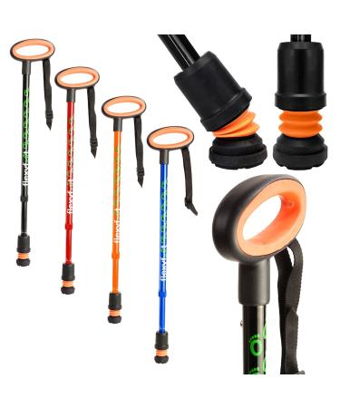 Shock Absorbing Oval Handle Telescopic Walking Stick - Improves Safety Improves Grip Reduces Shocks & Jarring Black