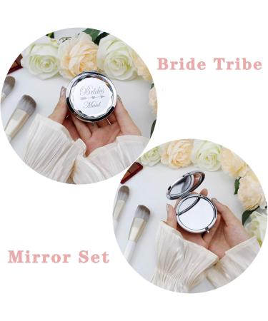 12 Pack Compact Pocket Makeup Mirrors with Bride, Maid of Honor, Bridesmaid Designs + Bachelorette Party Hair Ties - Silver - Buy Online on GoSupps.com