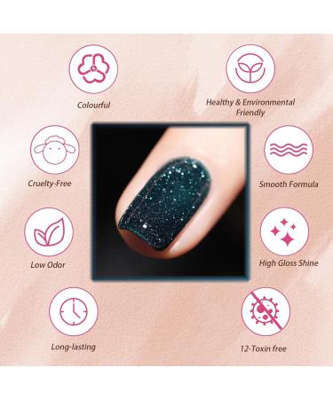 Glitter Nail Polish Holographic Nail Varnish Diamond Glitter Quick Dry Nail Polish No UV Lamp Curing Long Lasting Chip Resistant Non-Toxic Quick Drying Salon Manicure At Home Manicure (LS-15) - Buy Online on GoSupps.com