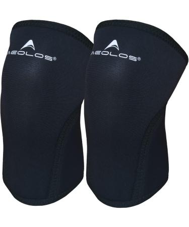 AEOLOS Knee Sleeves (1 Pair) 7mm Compression Knee Braces for Heavy-Lifting Squats Gym and Other Sports(Large 22Black3) Black3 Large
