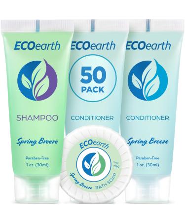 EcoEarth Soap  Shampoo and Conditioner Set (1 oz each  150 Pieces  Spring Breeze)  Hotel Travel Size Body Soaps Kit  Delight Guests with Revitalizing & Refreshing Hospitality Toiletries in Bulk
