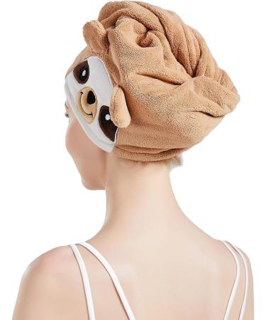 Super Absorbent Sloth Hair Towels | Quick Drying & Cute Sloth-Hair Turban for Women | Anti-Frizz Twist Hair Towels - Buy Online on GoSupps.com